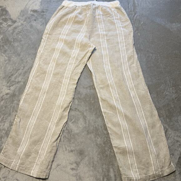 Inizio Women Linen Blend Pull On Pants Wide Leg Beige Lagenlook Italy Minimalist - Picture 11 of 11